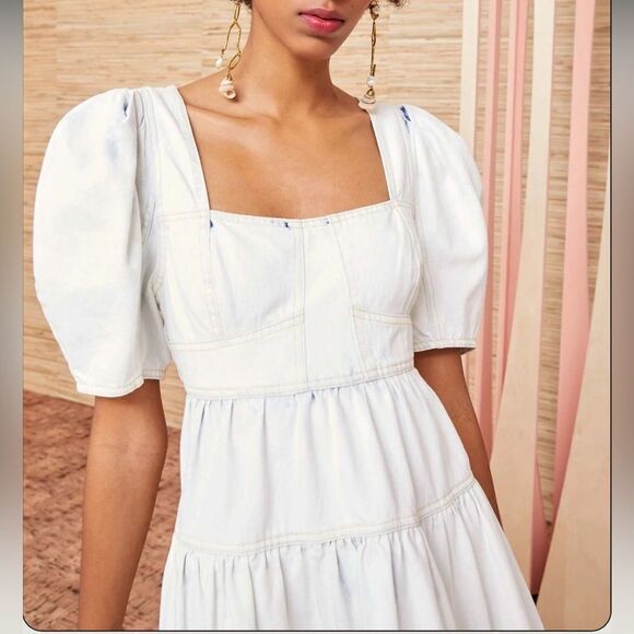 NWT Ulla Johnson Ames MIDI Cotton Dress Whitewash- Size 0 - Picture 3 of 16